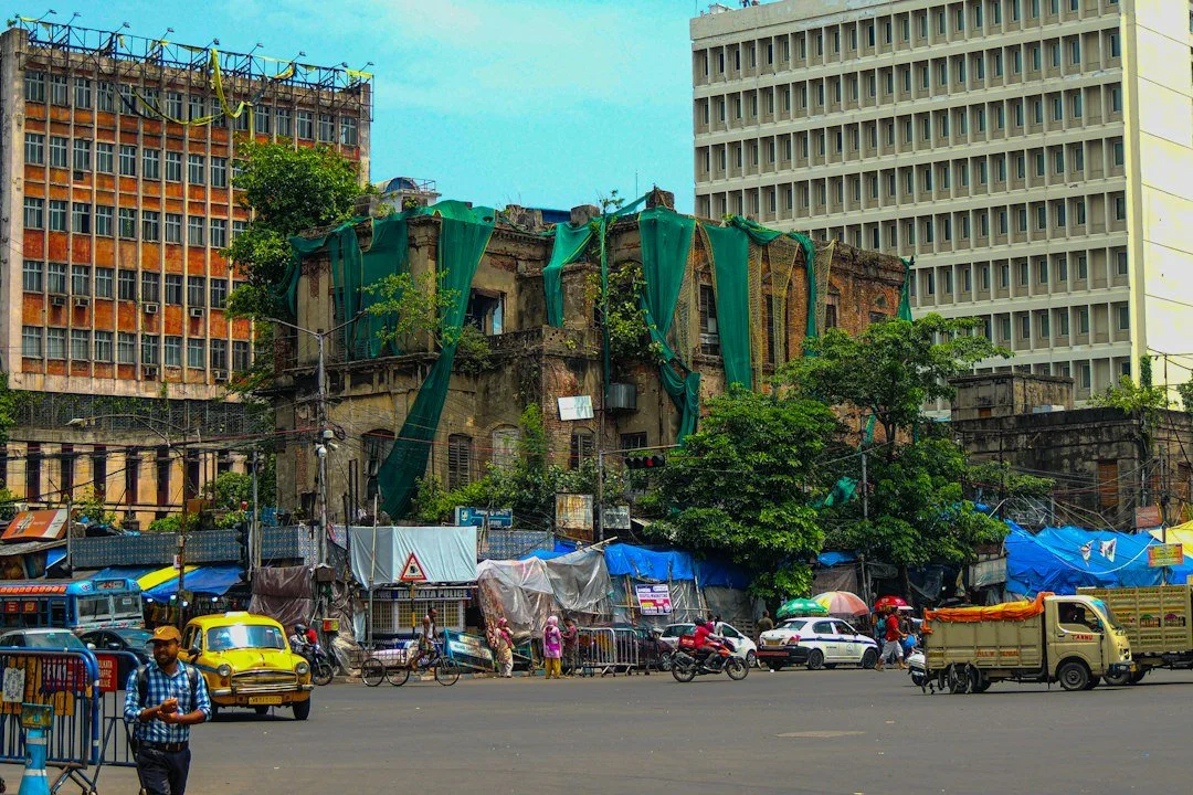 Indian banking and financial district with office buildings